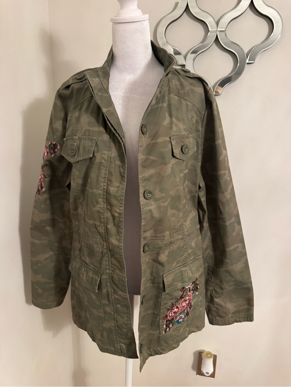 Ruff Hewn Olive Camo Embroidered Utility Jacket
